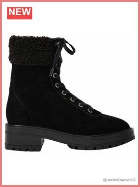PAIGE Briar Ankle Boot Water-Resistant Suede Faux Shearling Combat Boot